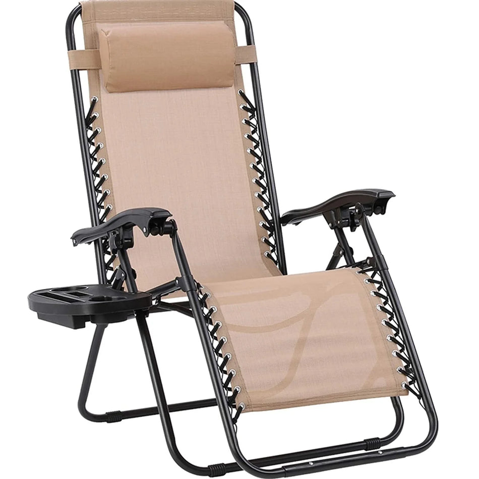 Портативный шезлонг для кемпинга с подстаканником, нагрузка 140кг