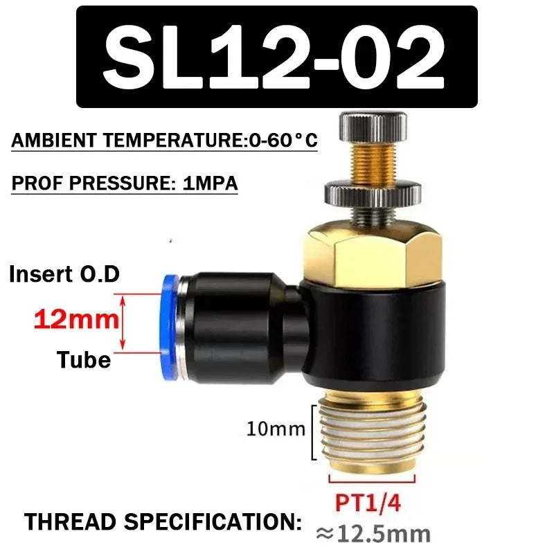 SL Throttle Valve 4 6 8 10 12mm Pneumatic &ndash; Fast Connection SL12-02
