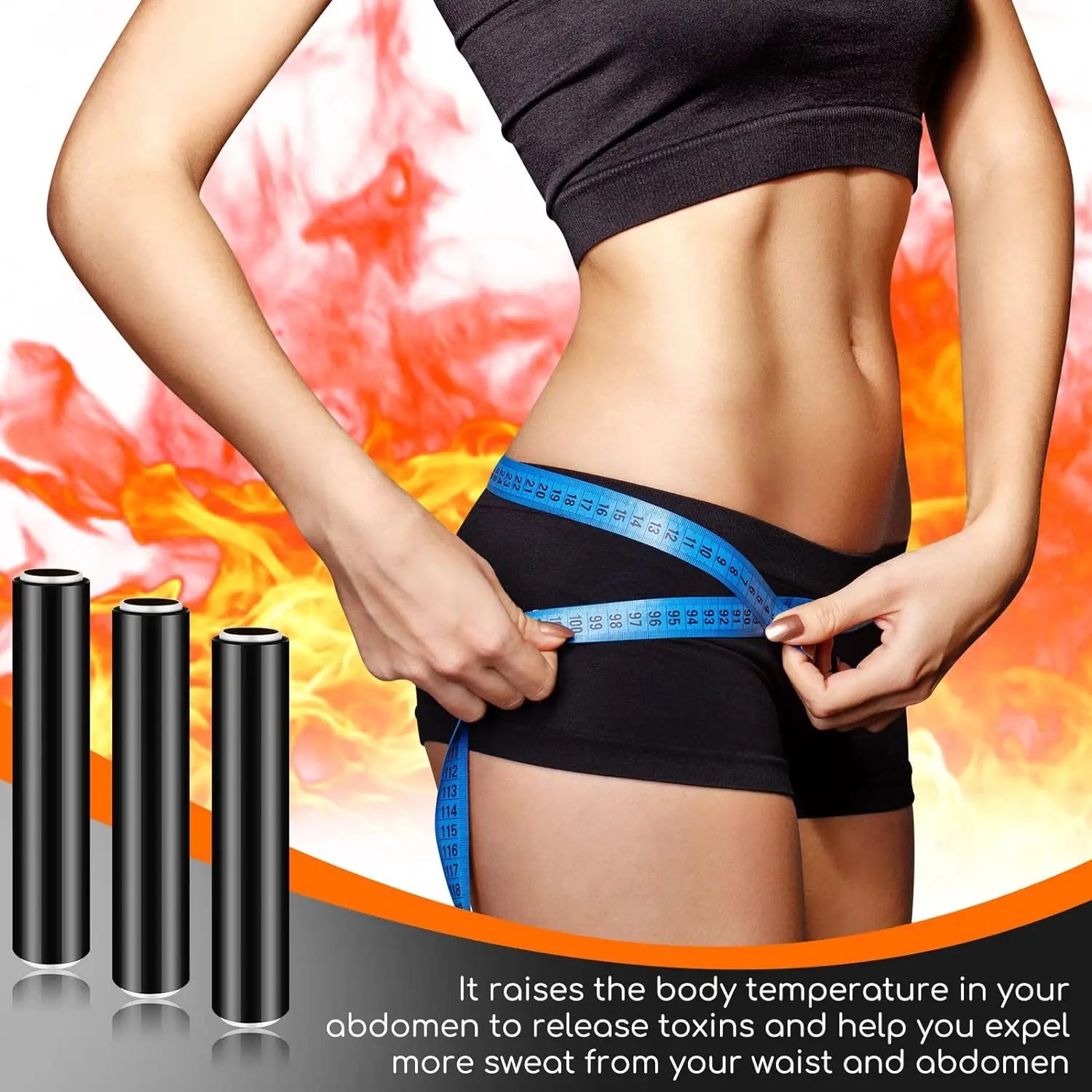6 Rolls Black Osmotic Slimming Wrap &ndash; Sweat Enhancer