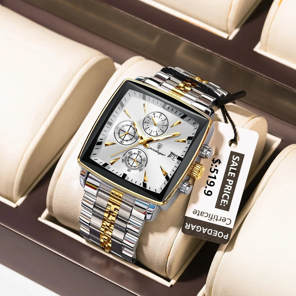 Heren Chronograaf Horloge, RVS, Waterdicht, Luminous Datum