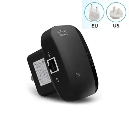 Wireless WiFi Signal Booster Extender - 2.4 GHz 300 Mbps black / EU Plug