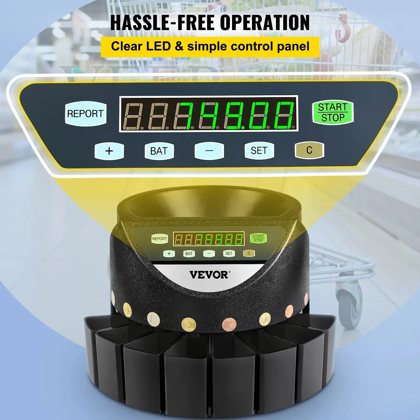 300 Coins Per Minute Coin Sorter Led Display