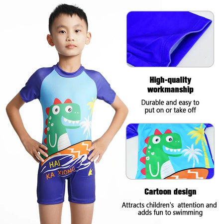 Boys' Cute Cartoon One-Piece Swimwear - Light &amp; Breathable