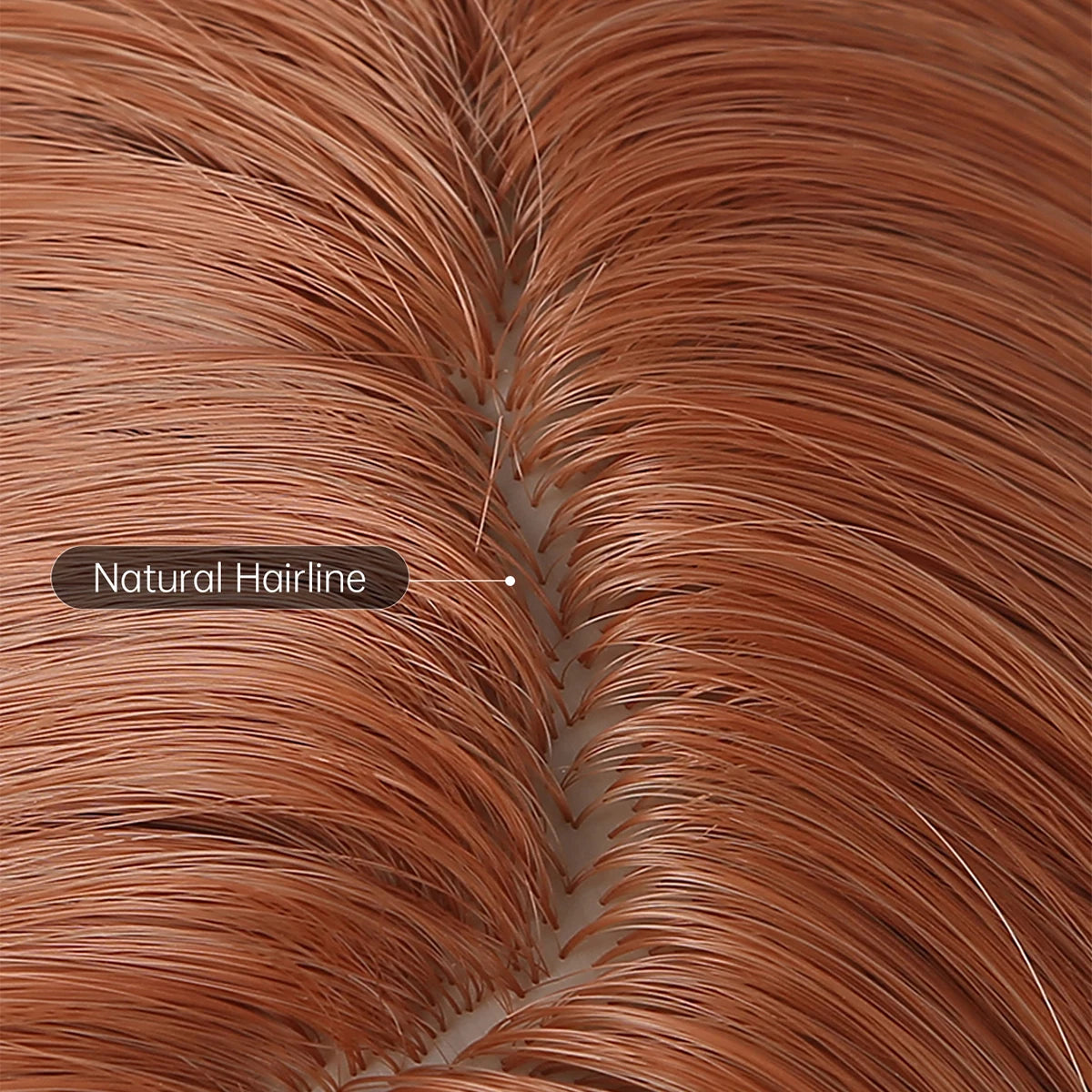 LOUIS FERRE Long Straight Red Brown Copper Synthetic Wig for Daily Use