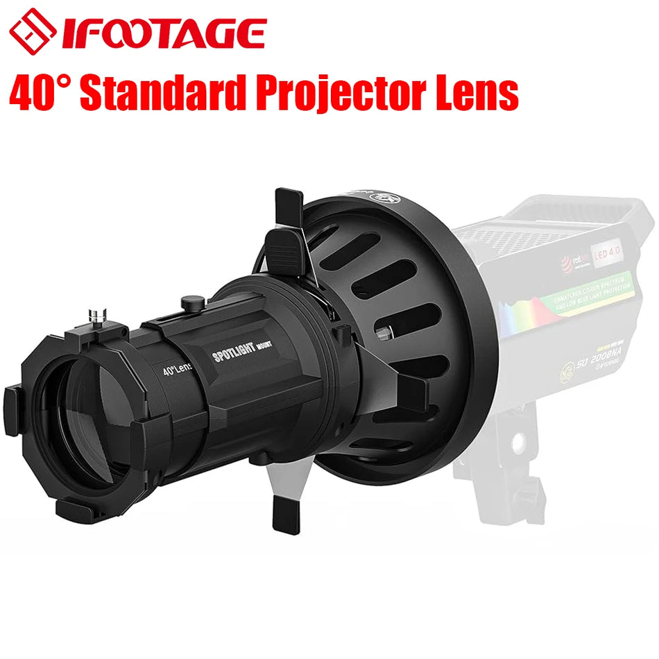 IFOOTAGE 40&deg; Spotlight Projection Lens &ndash; 12 Gobos Included 40 Projector Lens