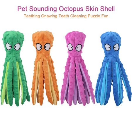 2Pcs Octopus No Stuffing Squeaky Plush Puzzle Dog Toy