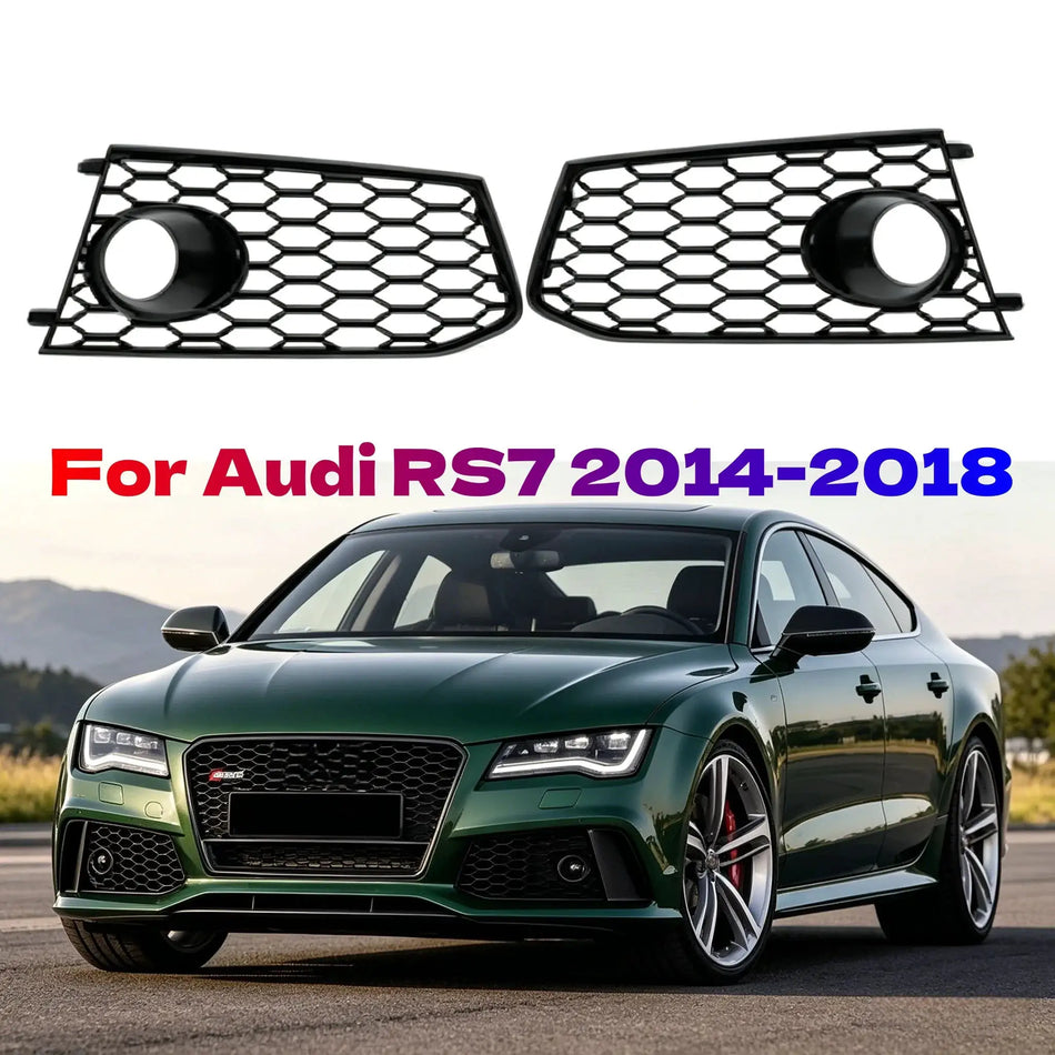 Fog Light Grille Glossy Black Honeycomb for Audi RS7 2014-2018 by InterCyprus Trading Ltd
