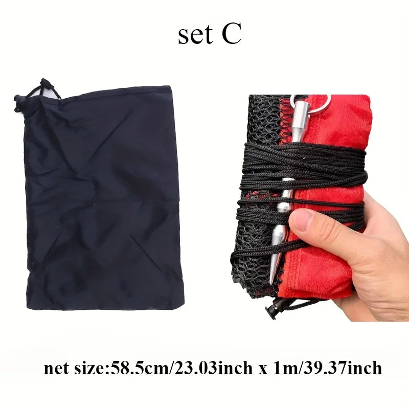 Fishing Mesh Bag - Versatile Live Fish Nets with Storage &amp; Stabilizing Studs set C