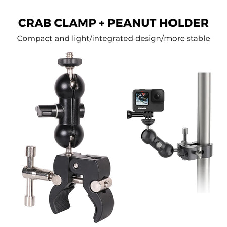 Adjustable SLR Camera Magic Arm Clamp with 1/4'' 3/8'' Screw Hole Mount