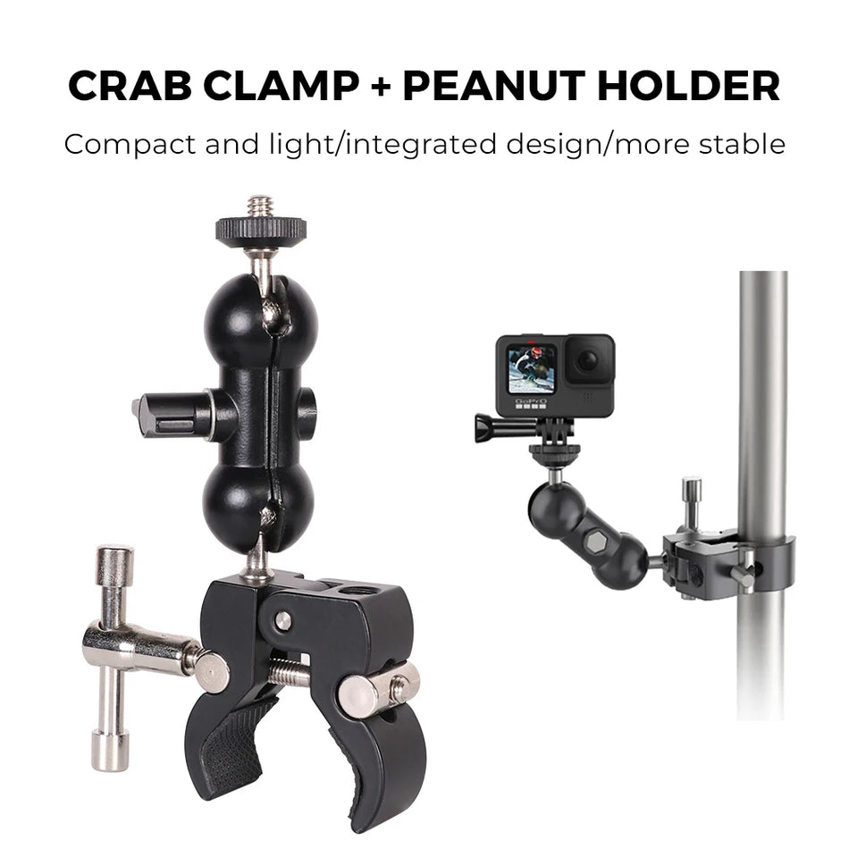 Adjustable SLR Camera Magic Arm Clamp with 1/4'' 3/8'' Screw Hole Mount