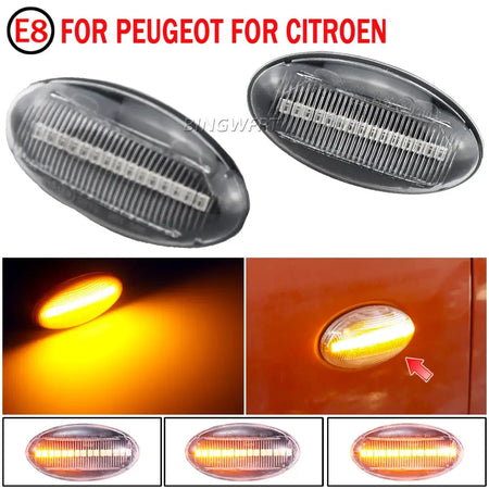 2x LED Dynamic Turn Signal Side Marker Light Sequential Blinker Lamp For Peugeot 307 206 407 107 607 For Citroen C1 C2 C3 C5 by InterCyprus Trading Ltd