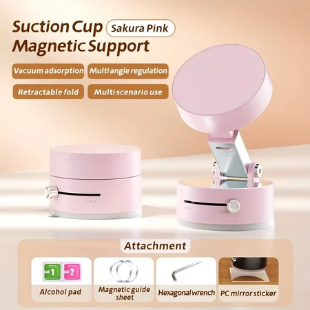 Vacuum Magnetic Cup Stand &ndash; Foldable Retractable Design Pink