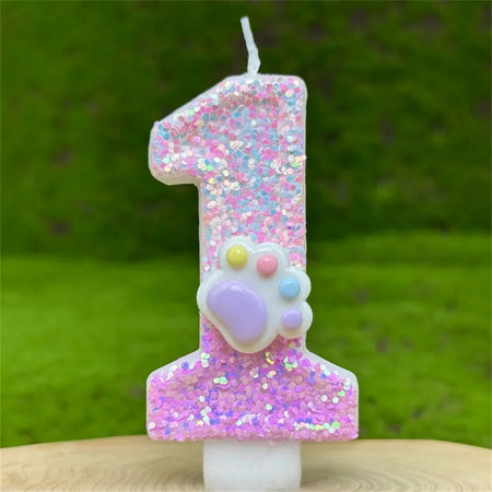 Glittery 3D Number Candles with Claw Theme for Birthday Cakes 1