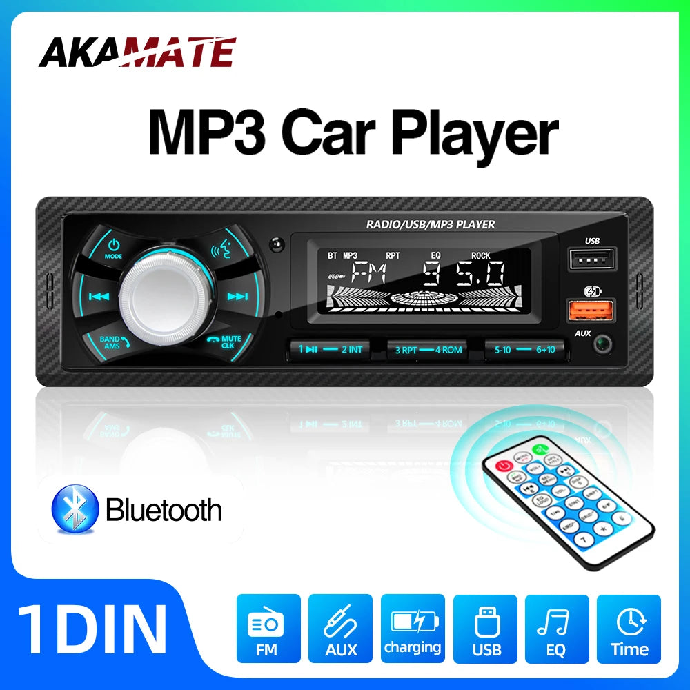 1 Din Car Radio Bluetooth FM EQ &ndash; Colorful Light Display