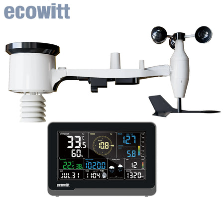 Ecowitt WS3900 Wi-Fi Weather Station with 7-in-1 Solar Sensor Array and 7.5-inch Colour Display 433MHz (AU Plug)