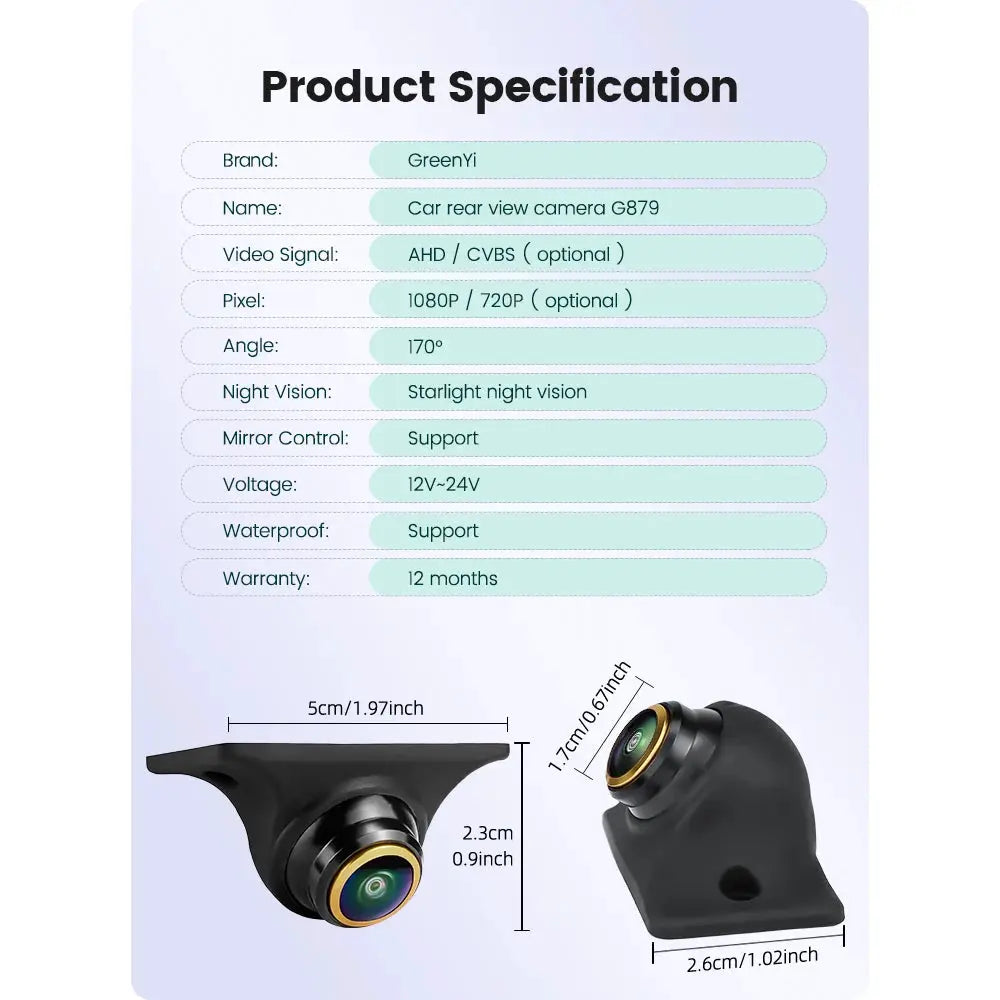 Backup Camera AHD 1080P Night Vision Fisheye For VW Audi Nissan Kia Mazda by InterCyprus Trading Ltd