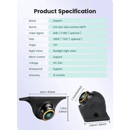 Backup Camera AHD 1080P Night Vision Fisheye For VW Audi Nissan Kia Mazda by InterCyprus Trading Ltd