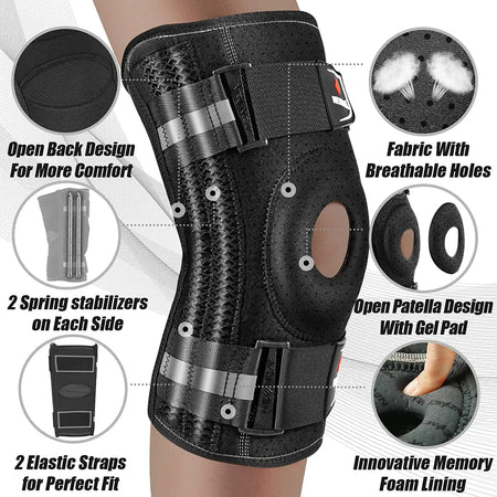 NEENCA Knee Brace for Knee Pain Knee Support with Side Stabilizers Men&amp;Women Arthritis Meniscus Tear ACL PCL Runner Sports