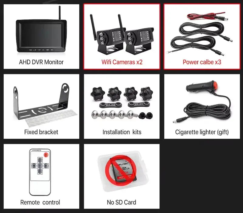 7 Inch AHD DVR Monitor Wireless Backup Camera With Night Vision For Trucks by InterCyprus Trading Ltd