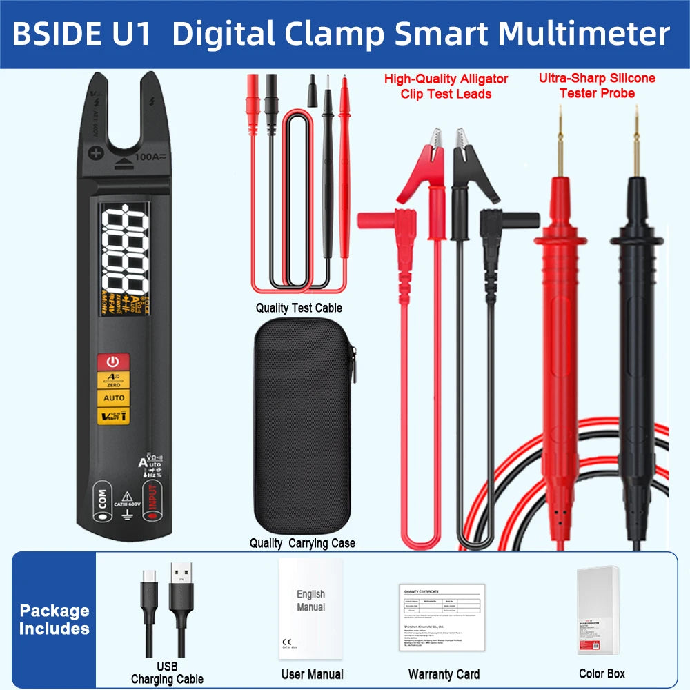 TK HOT Digital Clamp Multimeter &ndash; 6000 Counts Non Contact BSIDE U1 kit / CHINA