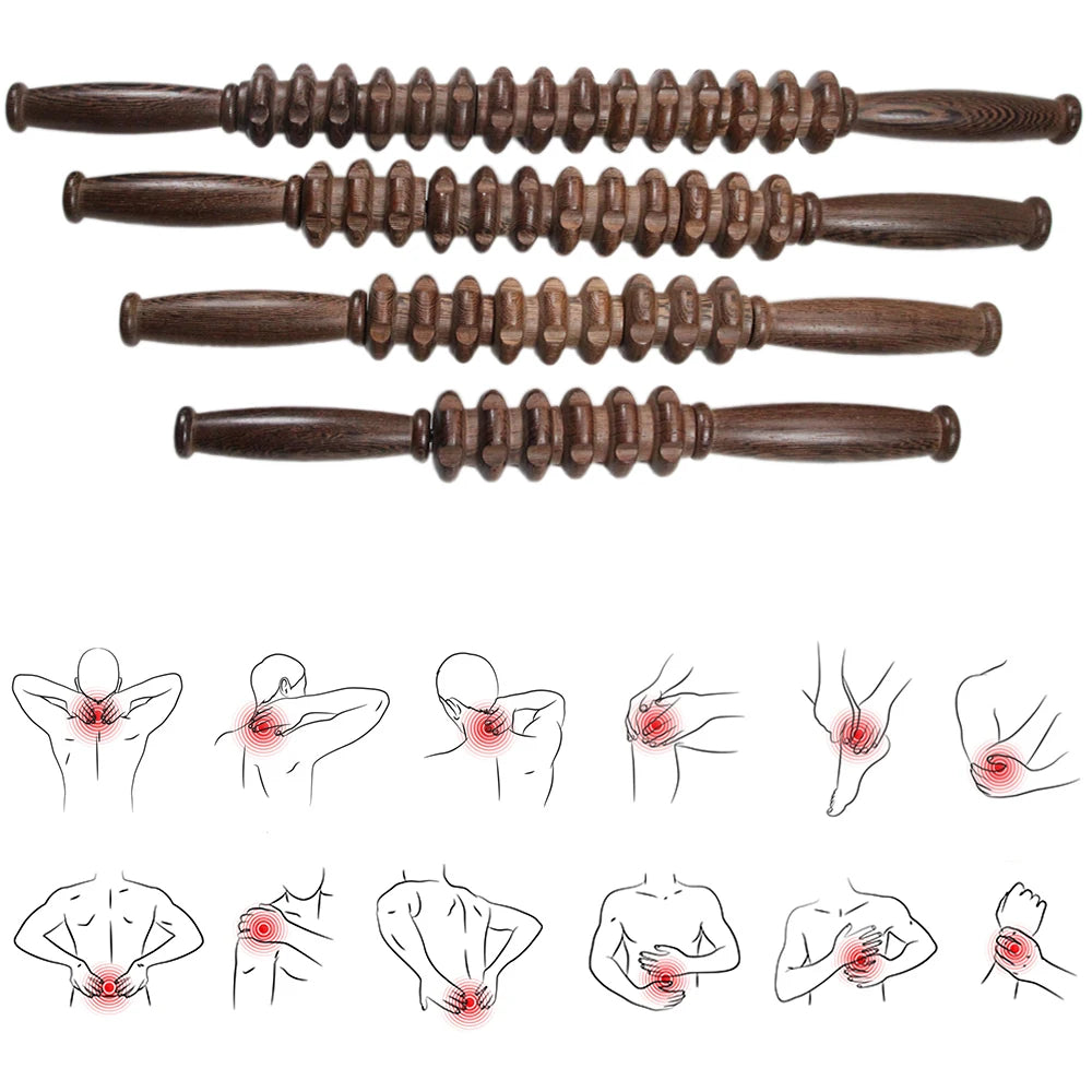 Wooden Exercise Roller Gua Sha &ndash; Handheld Muscle Massager for Sports Injuries