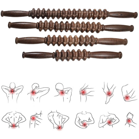Wooden Exercise Roller Gua Sha &ndash; Handheld Muscle Massager for Sports Injuries
