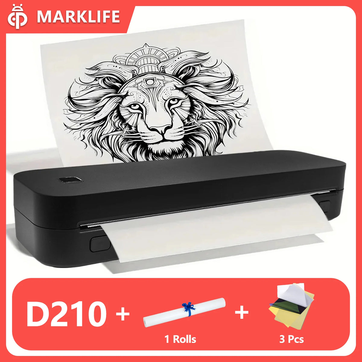 MarkLife D210 - Portable A4 Thermal Printer With Bluetooth Black