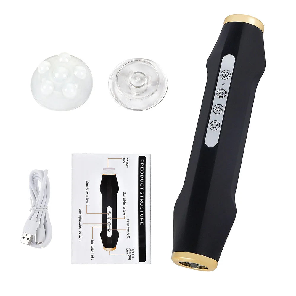 Oxygen Bubble Pen CO2 Facial Machine &ndash; Skin Rejuvenation black