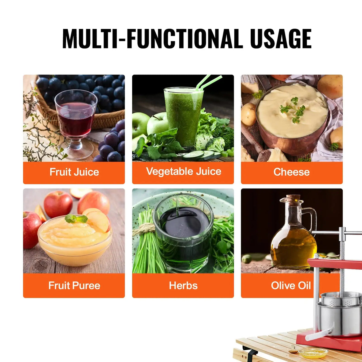 VEVOR Stainless Steel Manual Fruit Press For Home Kitchen