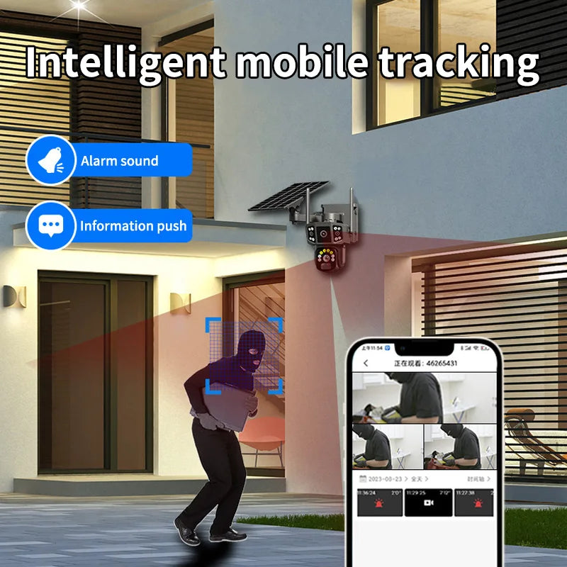 4G sim solar camera,4K dual lens, 10X,outdoor security network camera,wireless WIFI solar closed-circuit television,V380