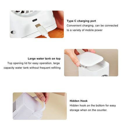 Portable Desktop Air Conditioner Fan with Night Light - Energy Efficient Cooling for Homes &amp; Offices