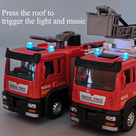 NoEnName_Null Alloy Fire Engine Model Toy with Light, Music, and Spray Function