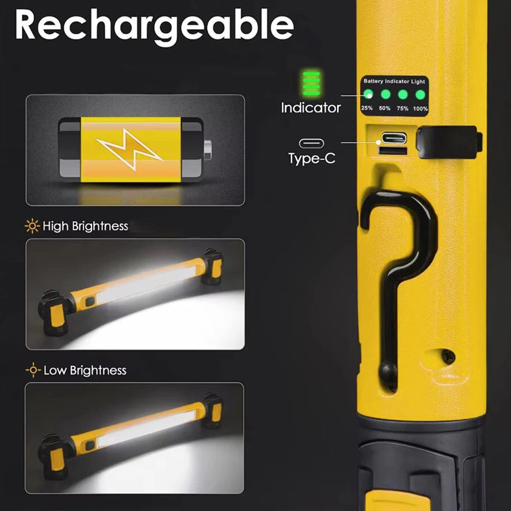 Super Bright Magnetic Work Light &ndash; Powerful 5200mAh Rechargeable Battery