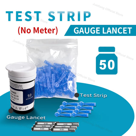 JUSTLANG Medical Glucometer 50/10 SET &ndash; Fast 6s Test NoMeter-50Strip