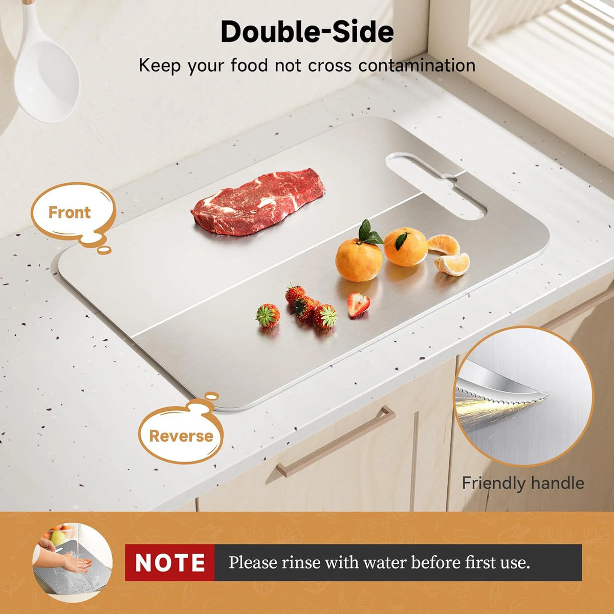 Pure Large Double Sided Titanium Cutting Board &ndash; Food Grade
