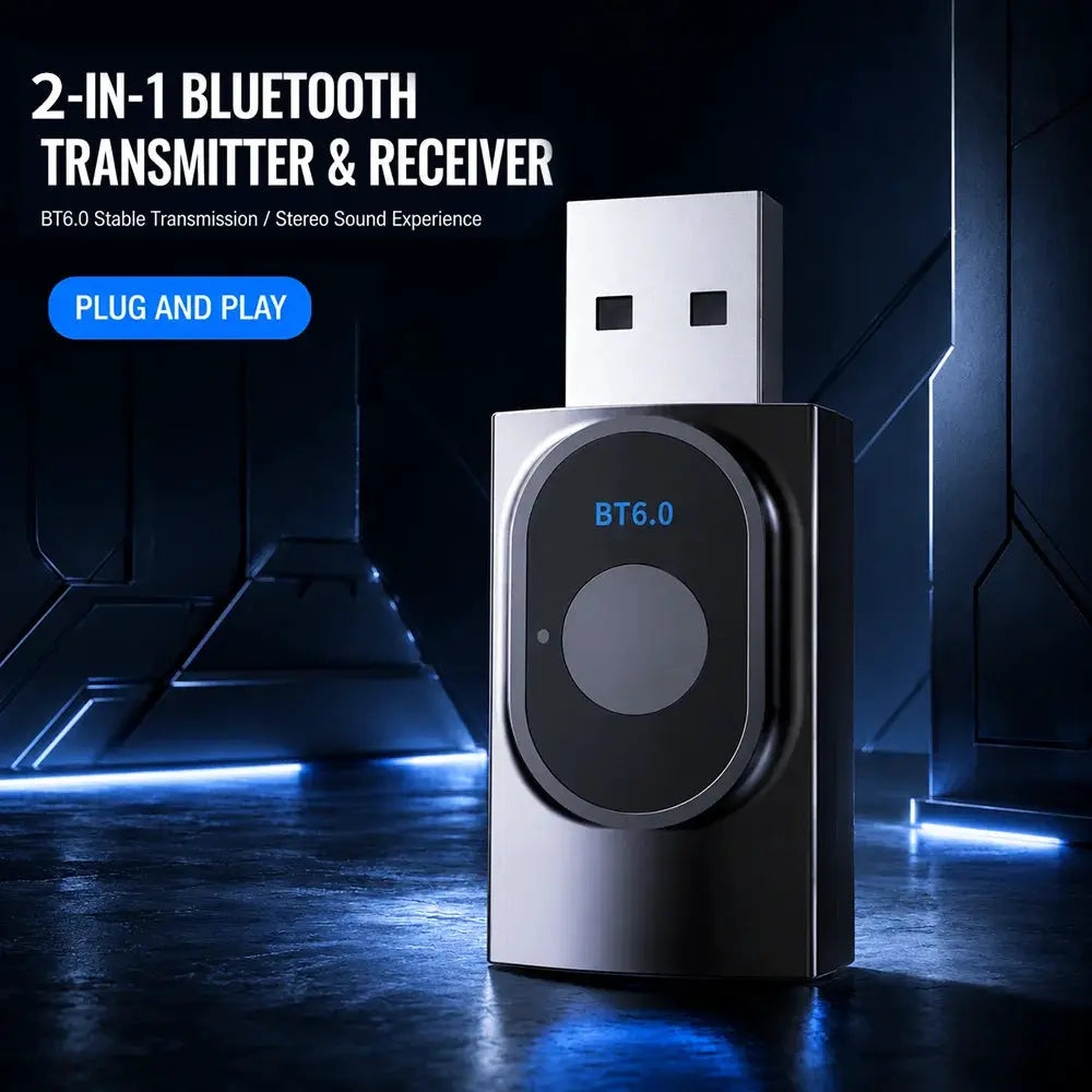 KEBIDUMEI 2 IN 1 Bluetooth 6.0 Audio Transmitter Receiver 3.5mm AUX USB Dongle With MIC Music Wireless Adapter For Car/TV/PC by InterCyprus Trading Ltd