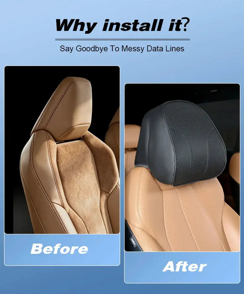 Vtear Universal Car Neck Pillow Memory Foam Headrest Cushion Slip On Elastic Strap Breathable Perforated Neck Relief Accessories by InterCyprus Trading Ltd