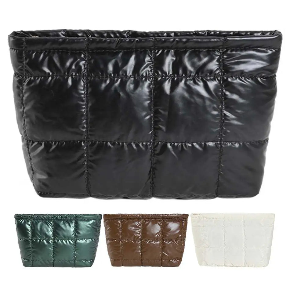 Padded Quilted Women Cosmetic Bag Large Capacity Travel