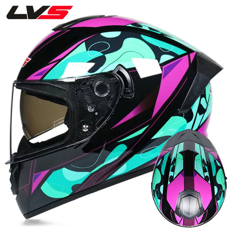 LVS Full Face Motorcycle Helmet with Built-In Sunshade