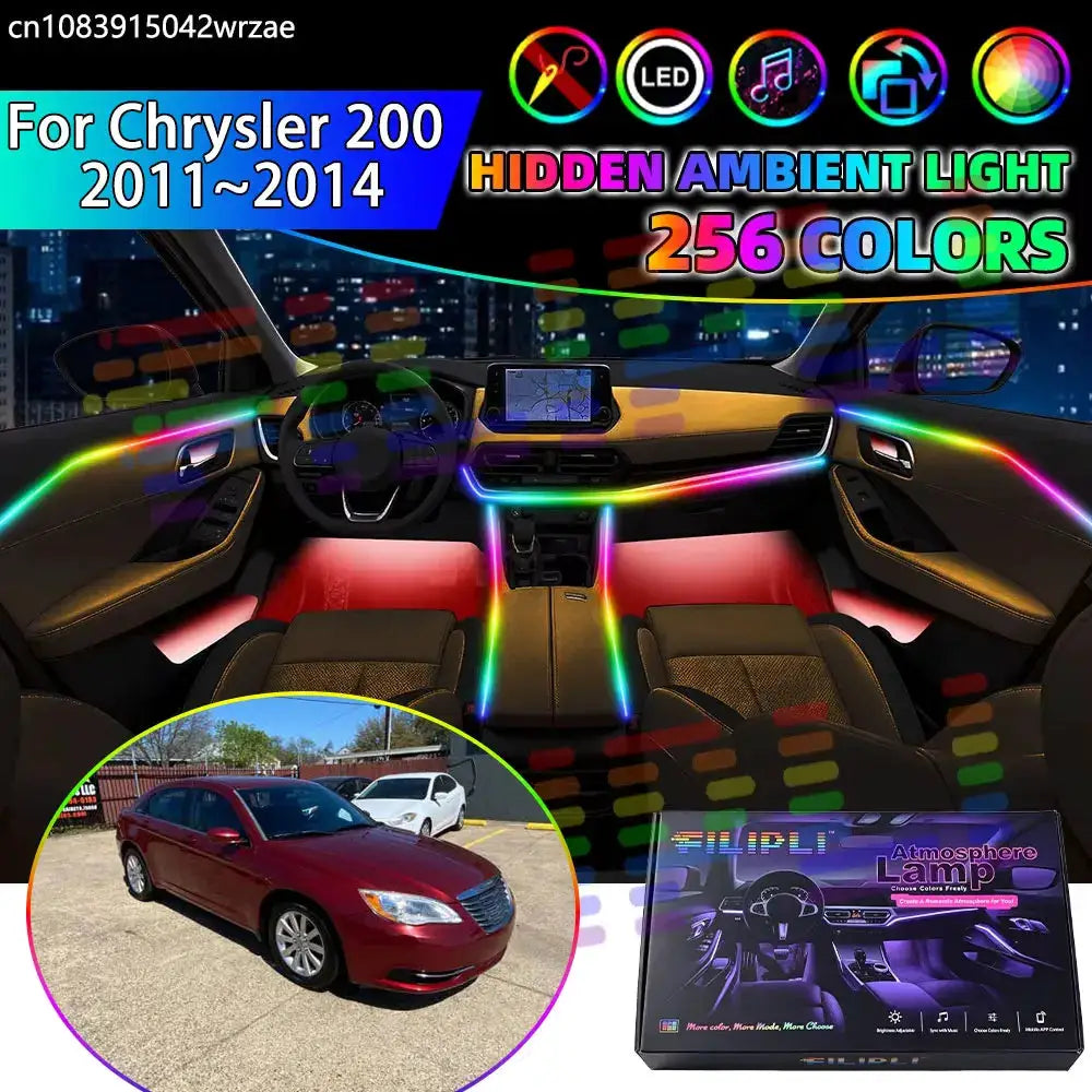 For Chrysler 200 2011~2014 MK1 2012 2013 RGB Car Interior Ambient Lights Strips Breathing Lighting Kit App Control LED strips by InterCyprus Trading Ltd