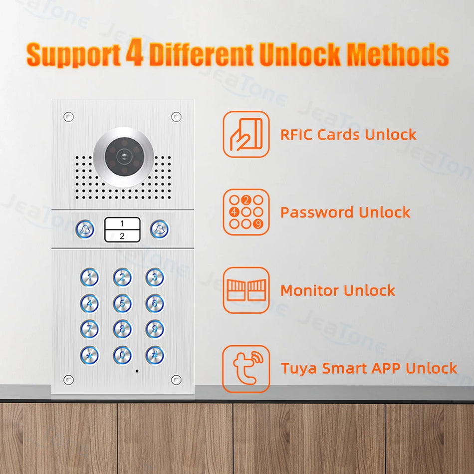 Jeatone 10inch Tuya Smart Video Doorphone Intercom Electronic Doorman Wifi Camera/RFID Card/APP Unlock Motion Detection Doorbell