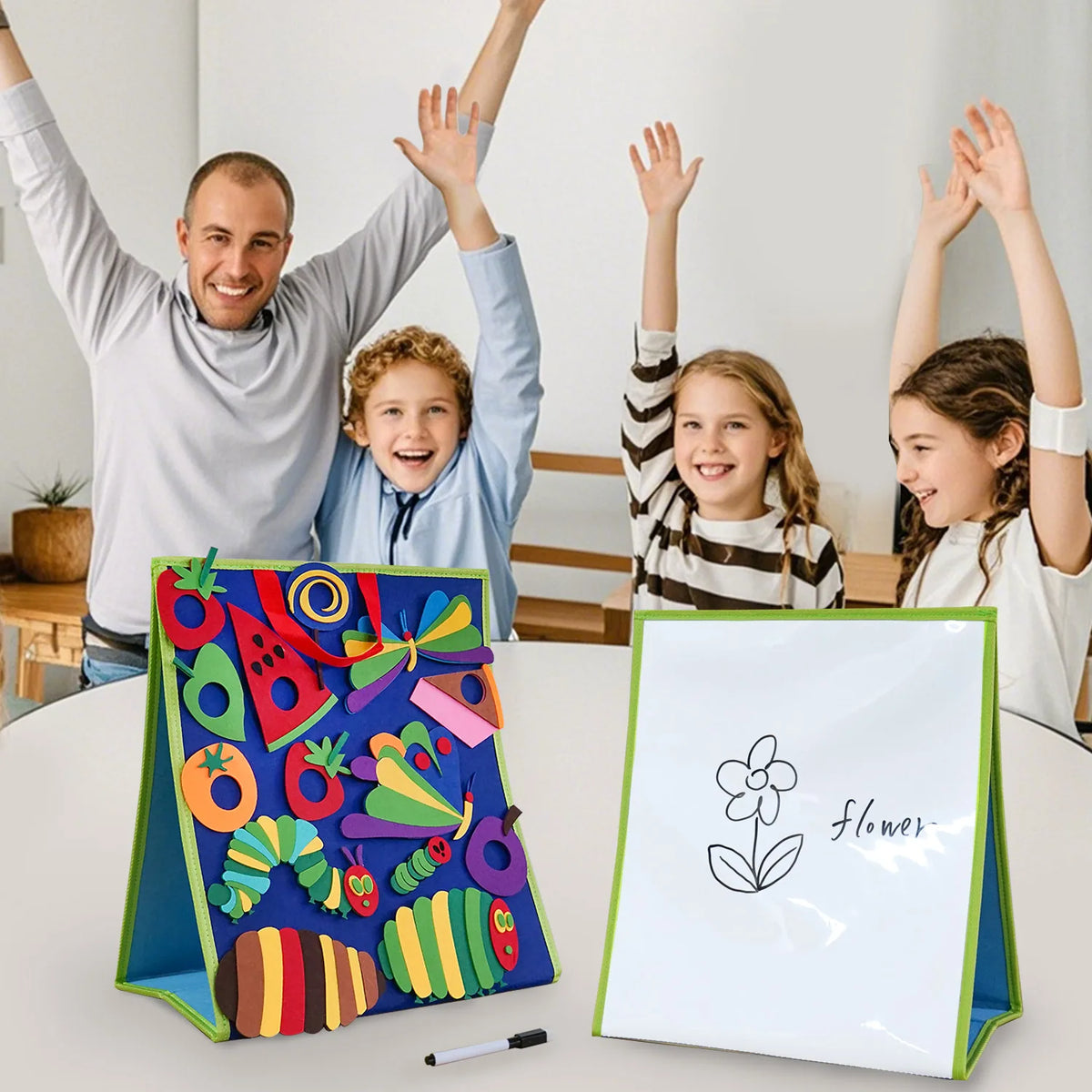 Hand Write Board Double sided teaching handwriting board, foldable felt storyboards ...