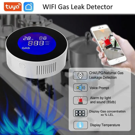 Tuya Gas Leak Detector With Solenoid Valve &ndash; Methane Alarm