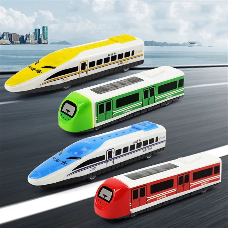 Mini Pull-Back Inertia Train Toy Set for Kids - 2 Diecast Cartoon Cars