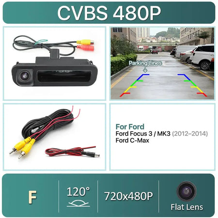 AHD 1080P 170° Vehicle Trunk Handle Rear View Reverse Camera For Ford Focus 3 MK3 C MAX 2011-2014 Dynamic Trajectory by InterCyprus Trading Ltd