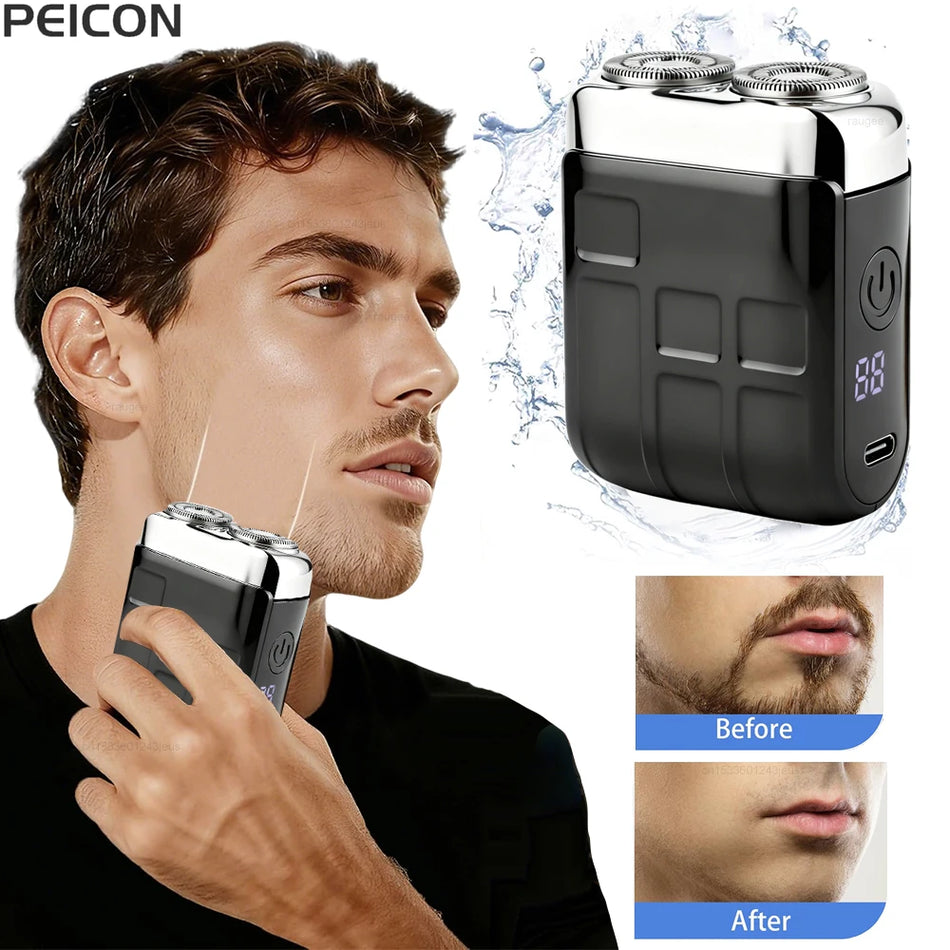 Portable USB Rechargeable Electric Shaver for Men, Mini Beard Trimmer