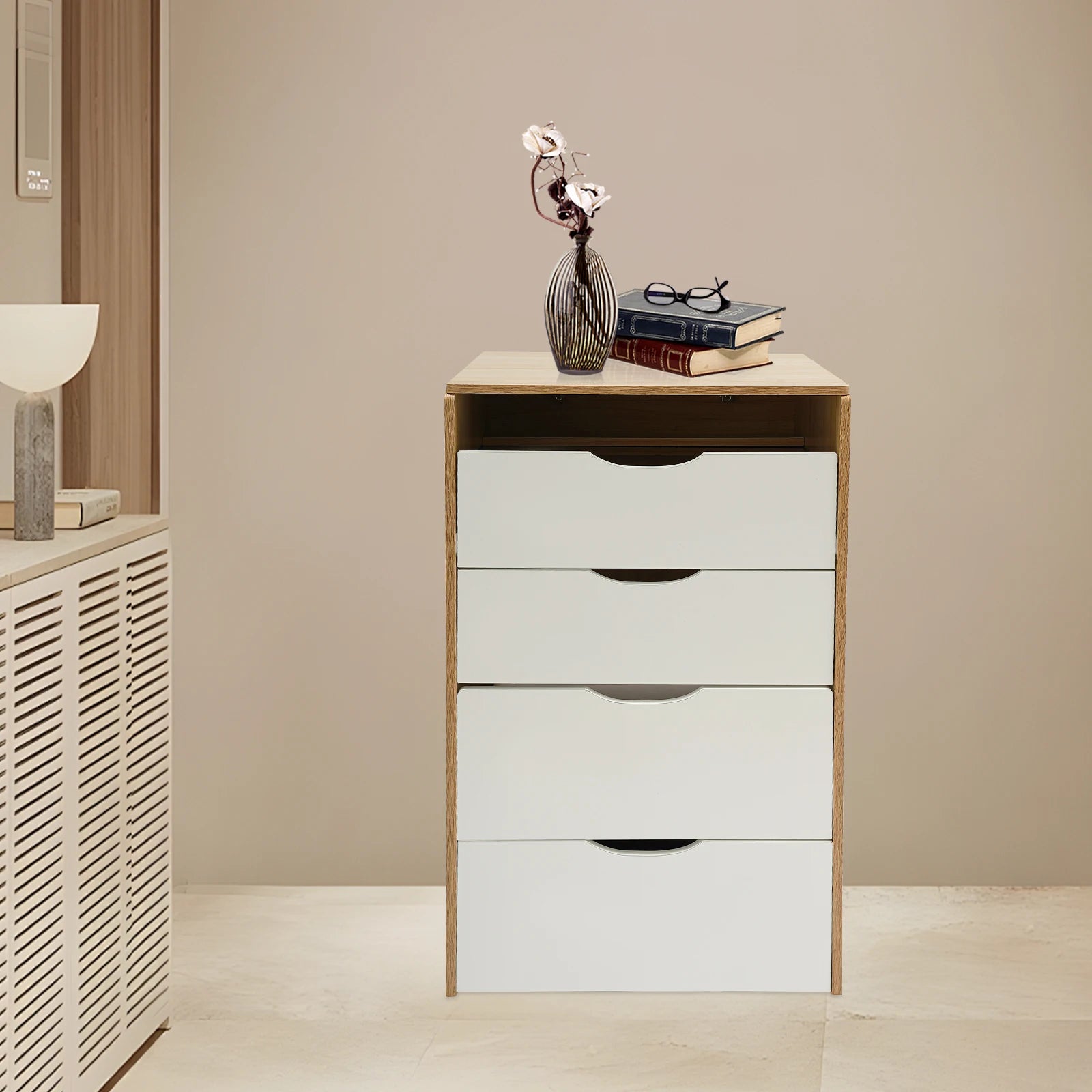 3 Drawers Vanity Desk &ndash; Freestanding Modern Makeup Table Log Cream White / GERMANY