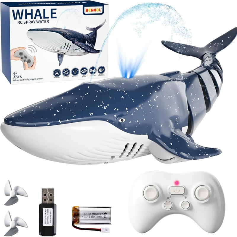 Remote Control Whale Spray Water Toy &ndash; Water Spray Action A-Blue