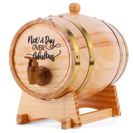 3L Wine Barrel with Stand Bung and Spigot Whiskey Barrel Dispenser Bourbon Barrel for Cocktails Bourbon Rum Tequila Beer