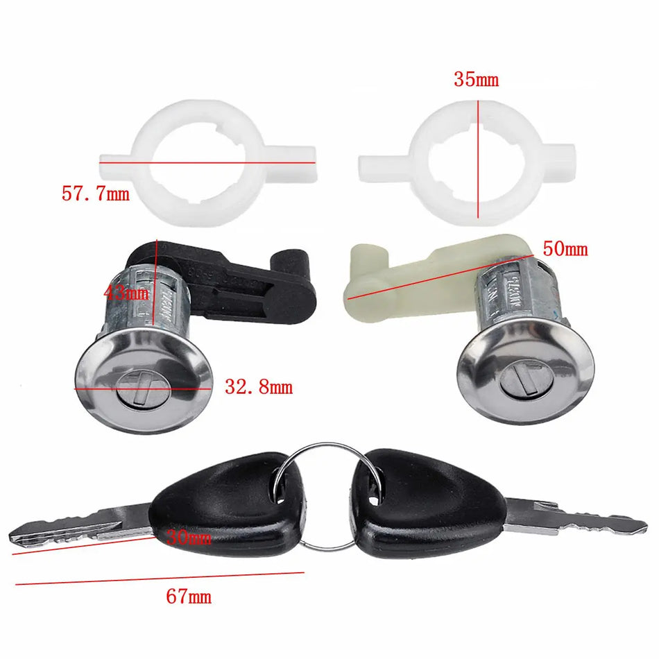 Door Lock Barrel Set for Renault Megane Scenic Clio Master with 2 Keys Zinc Alloy